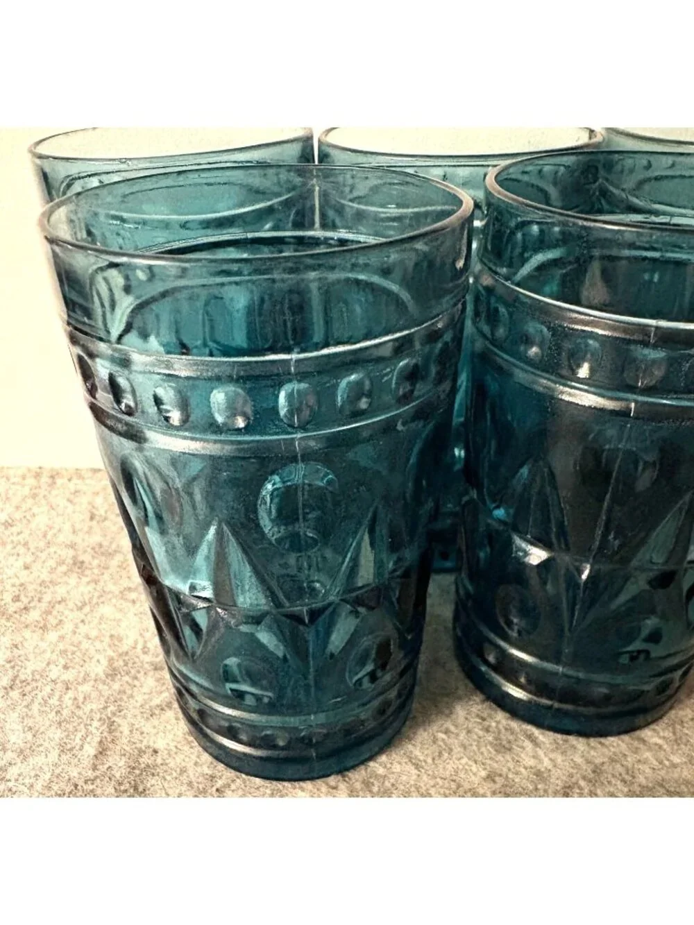 Set of 5 Vintage Smokey Blue Colony Park Lane Juice Glasses 4